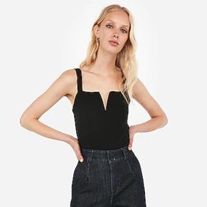 EXPRESS Ribbed fabric V-wire Thong Bodysuit